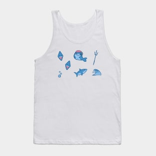 Gawr Gura Cute Shark Pattern Set Vtuber Tank Top